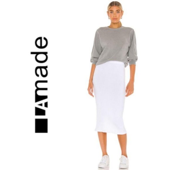 NWOT LA MADE Ribbed Hewitt Knit Sft White Skirt XS - Picture 6 of 6